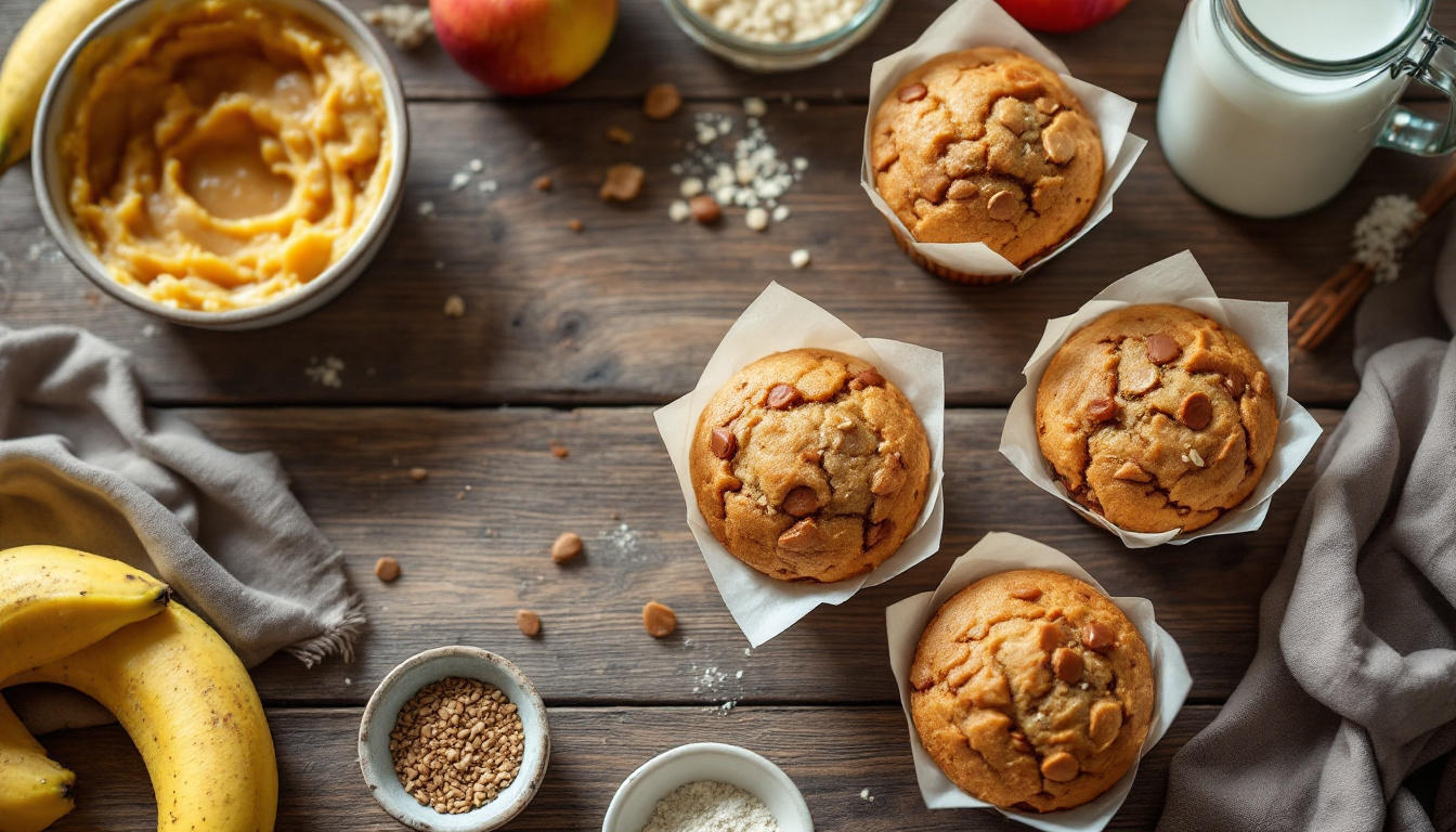 Muffin Rezept ohne Eier: vegane Muffins mit Apfelmus und Leinsamen