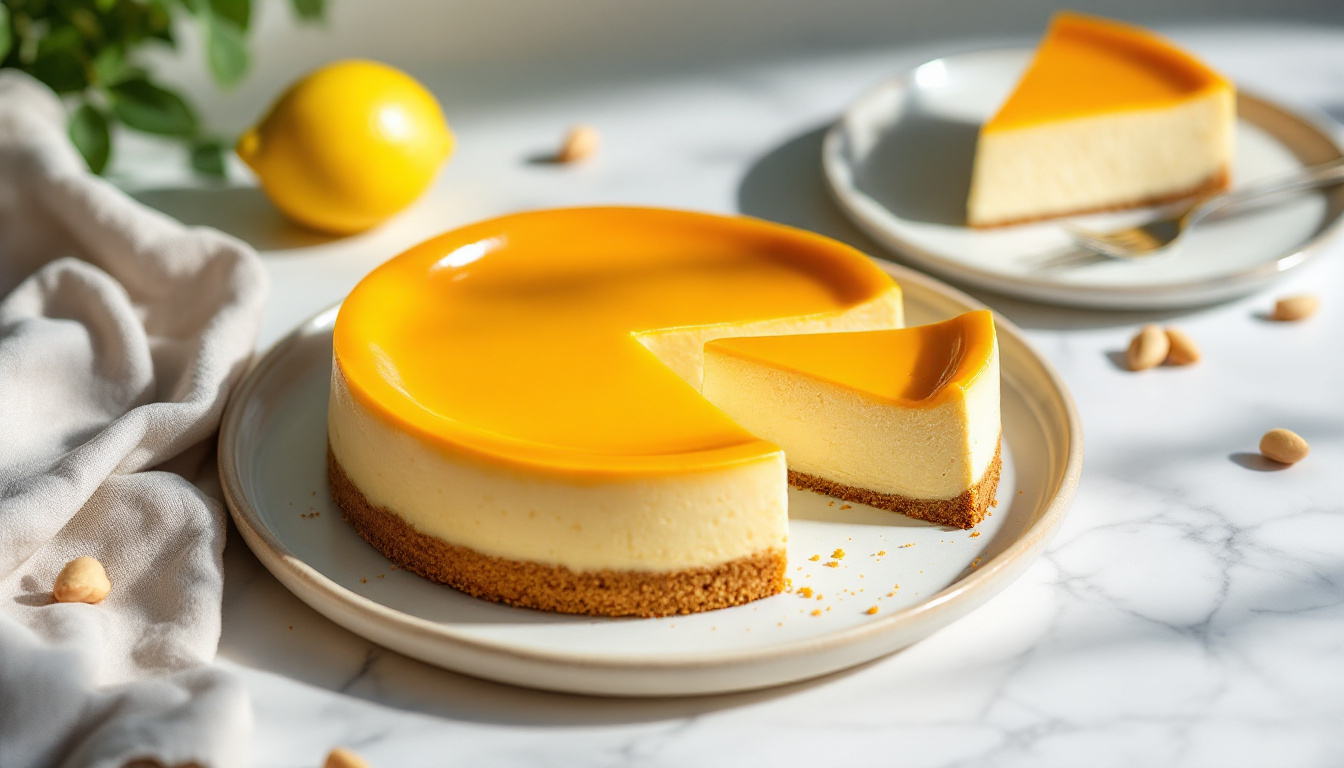 Vegan Käsekuchen Rezept: cremiger Kuchen mit Keksboden und Zitrone